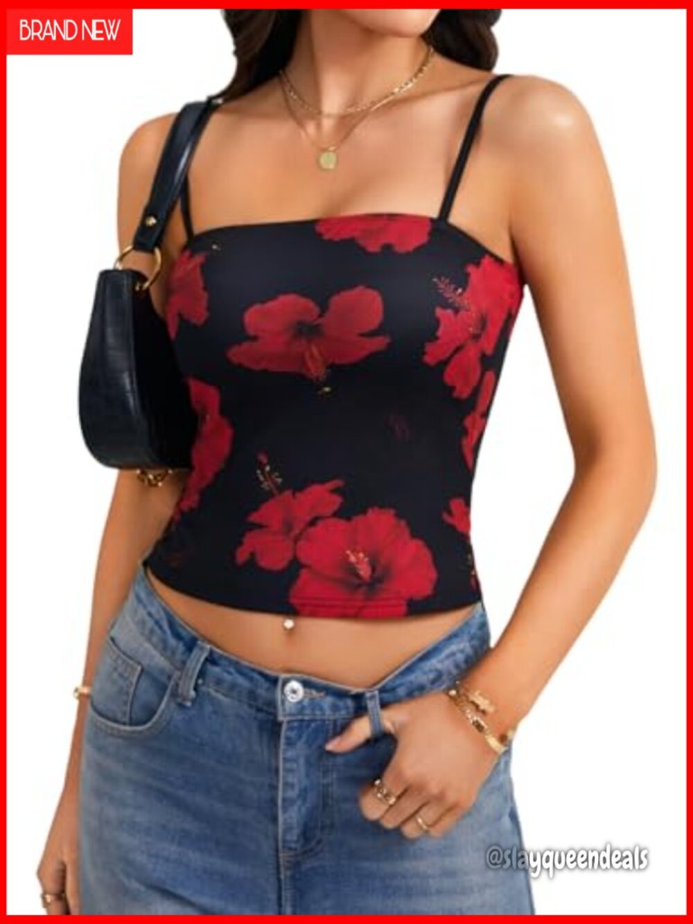 Floral Mesh Sleeveless Spaghetti Strap Y2K Going Out Crop Top Cami - Picture 3 of 6